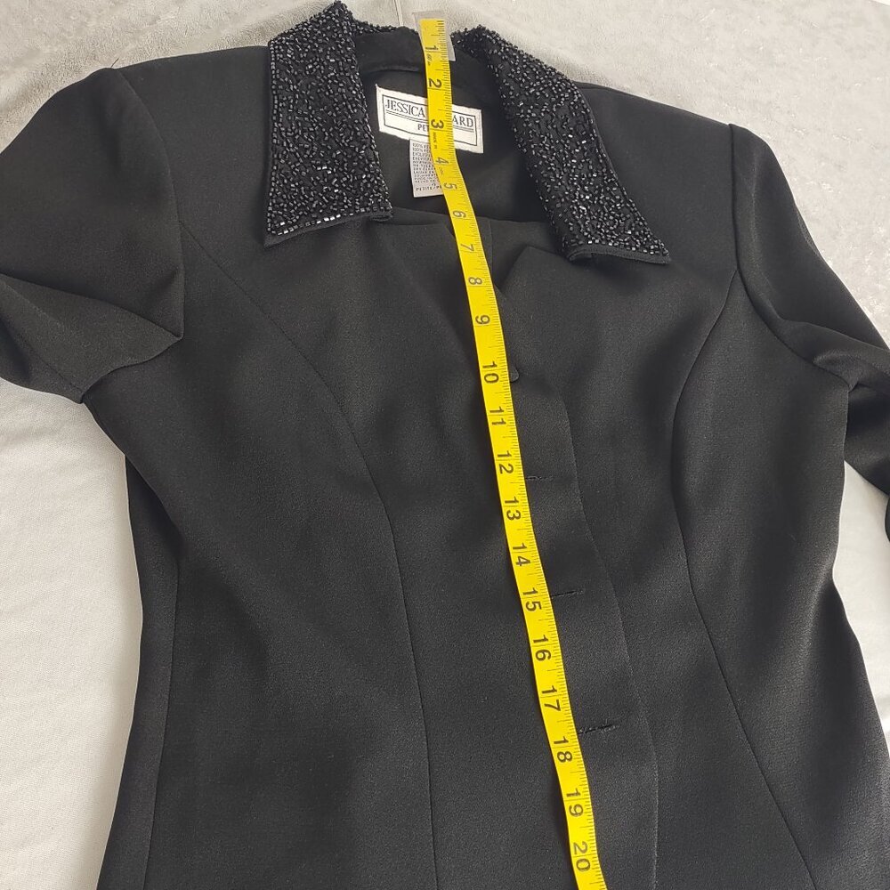 Jessica Howard Black Beaded Collar 2 Pc Pant Suit Formal Career Petite 4 - Picture 6 of 14